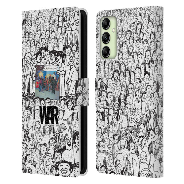 War Graphics Friends Doodle Art Leather Book Wallet Case Cover For Samsung Galaxy A14 5G