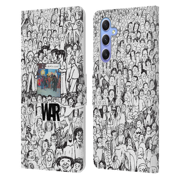 War Graphics Friends Doodle Art Leather Book Wallet Case Cover For Samsung Galaxy A34 5G