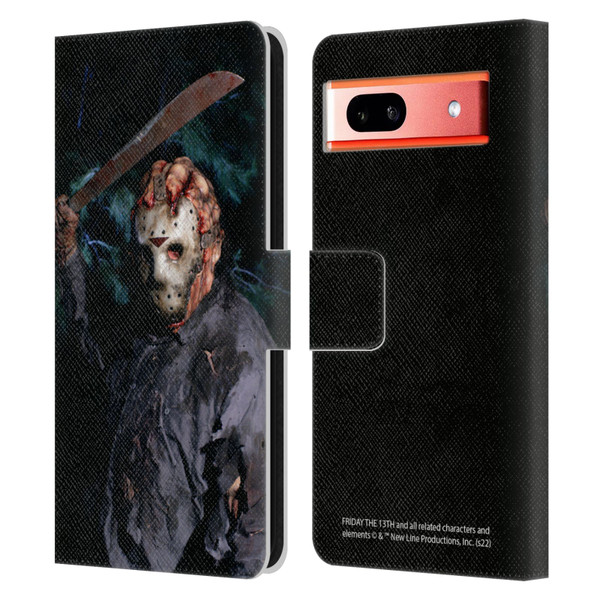 Friday the 13th: Jason Goes To Hell Graphics Jason Voorhees Leather Book Wallet Case Cover For Google Pixel 7a