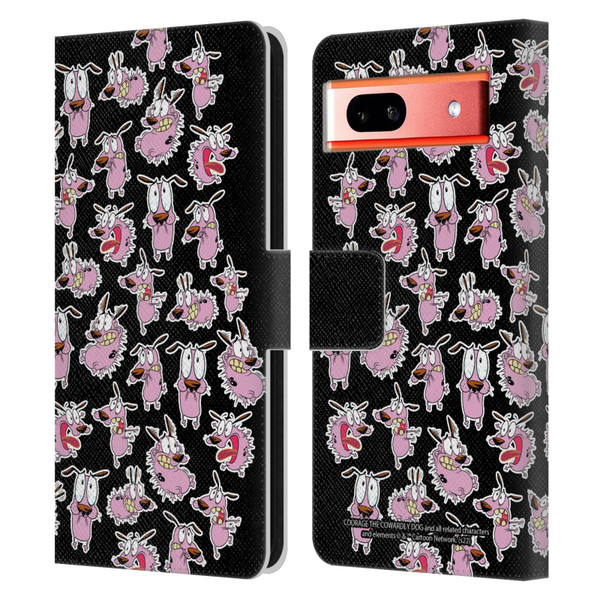 Courage The Cowardly Dog Graphics Pattern Leather Book Wallet Case Cover For Google Pixel 7a
