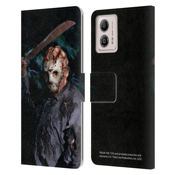 Friday the 13th: Jason Goes To Hell Graphics Jason Voorhees Leather Book Wallet Case Cover For Motorola Moto G53 5G