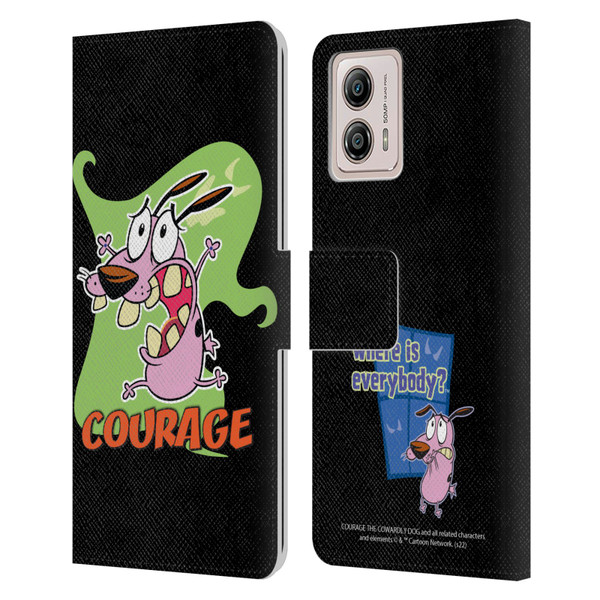 Courage The Cowardly Dog Graphics Character Art Leather Book Wallet Case Cover For Motorola Moto G53 5G