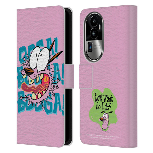 Courage The Cowardly Dog Graphics Spooked Leather Book Wallet Case Cover For OPPO Reno10 Pro+