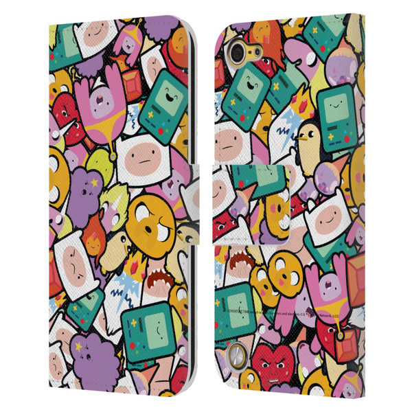 Adventure Time Graphics Pattern Leather Book Wallet Case Cover For Apple iPod Touch 5G 5th Gen