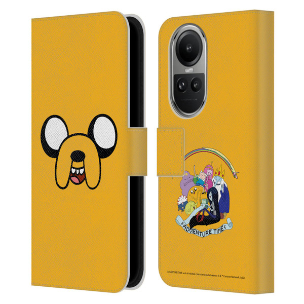 Adventure Time Graphics Jake The Dog Leather Book Wallet Case Cover For OPPO Reno10 5G / Reno10 Pro 5G