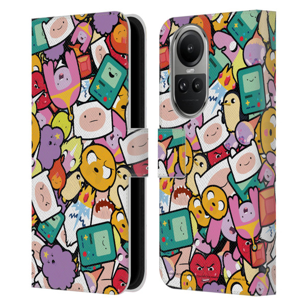 Adventure Time Graphics Pattern Leather Book Wallet Case Cover For OPPO Reno10 5G / Reno10 Pro 5G