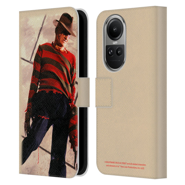A Nightmare On Elm Street: The Dream Child Graphics Freddy Leather Book Wallet Case Cover For OPPO Reno10 5G / Reno10 Pro 5G