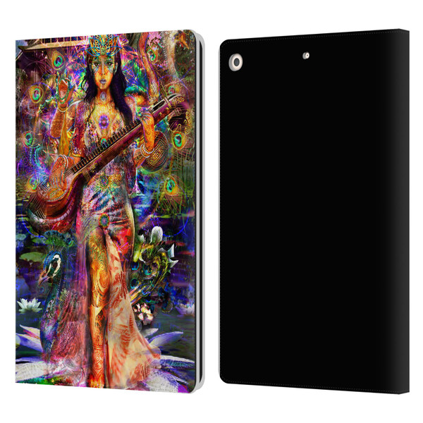 Jumbie Art Gods and Goddesses Saraswatti Leather Book Wallet Case Cover For Apple iPad 10.2 2019/2020/2021
