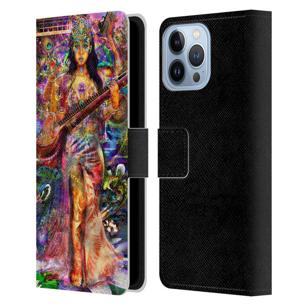 Jumbie Art Gods and Goddesses Saraswatti Leather Book Wallet Case Cover For Apple iPhone 13 Pro Max
