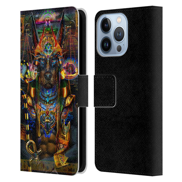 Jumbie Art Gods and Goddesses Anubis Leather Book Wallet Case Cover For Apple iPhone 13 Pro