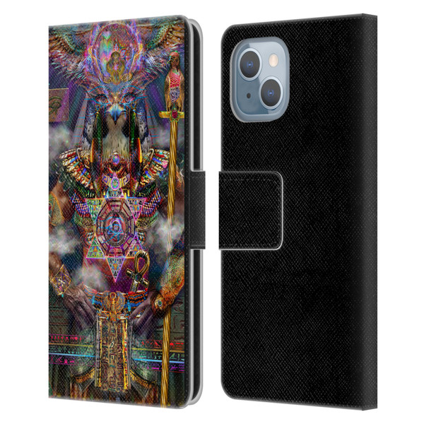 Jumbie Art Gods and Goddesses Horus Leather Book Wallet Case Cover For Apple iPhone 14