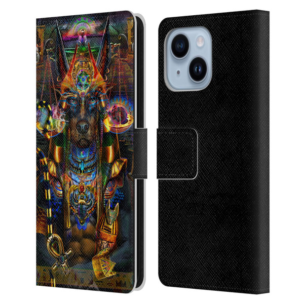 Jumbie Art Gods and Goddesses Anubis Leather Book Wallet Case Cover For Apple iPhone 14 Plus
