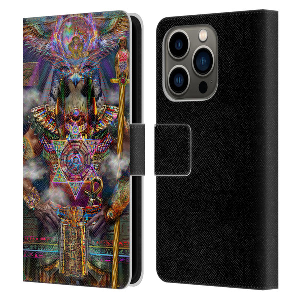 Jumbie Art Gods and Goddesses Horus Leather Book Wallet Case Cover For Apple iPhone 14 Pro