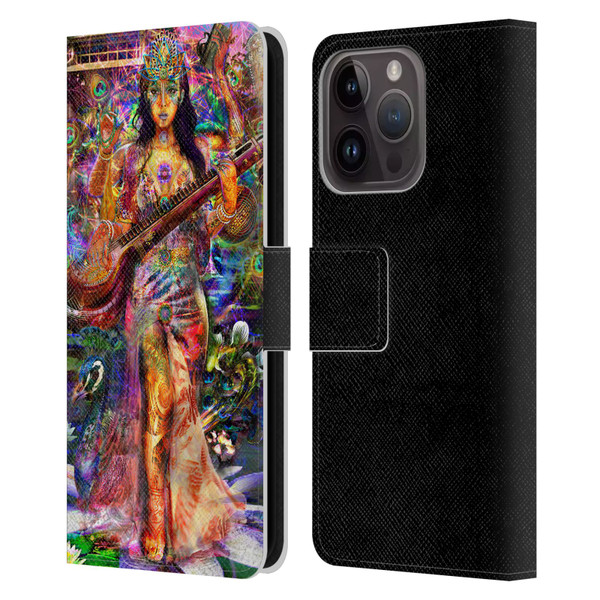 Jumbie Art Gods and Goddesses Saraswatti Leather Book Wallet Case Cover For Apple iPhone 15 Pro