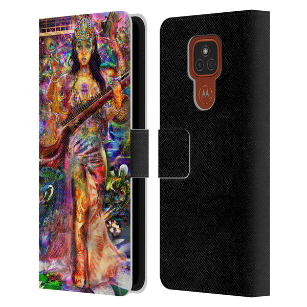 Jumbie Art Gods and Goddesses Saraswatti Leather Book Wallet Case Cover For Motorola Moto E7 Plus