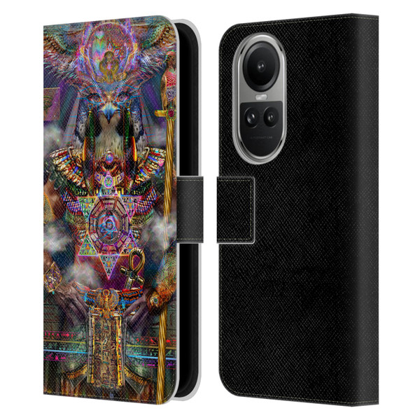 Jumbie Art Gods and Goddesses Horus Leather Book Wallet Case Cover For OPPO Reno10 5G / Reno10 Pro 5G