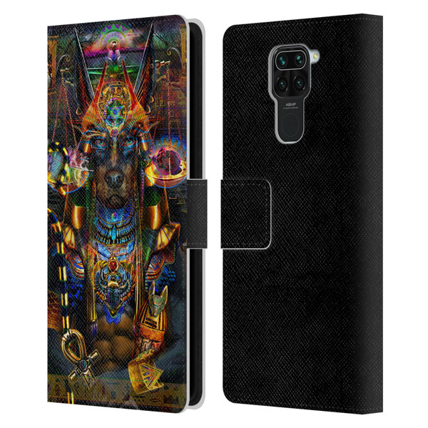 Jumbie Art Gods and Goddesses Anubis Leather Book Wallet Case Cover For Xiaomi Redmi Note 9 / Redmi 10X 4G