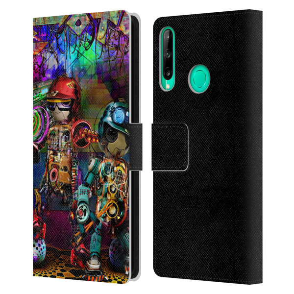 Jumbie Art Visionary Boombox Robots Leather Book Wallet Case Cover For Huawei P40 lite E