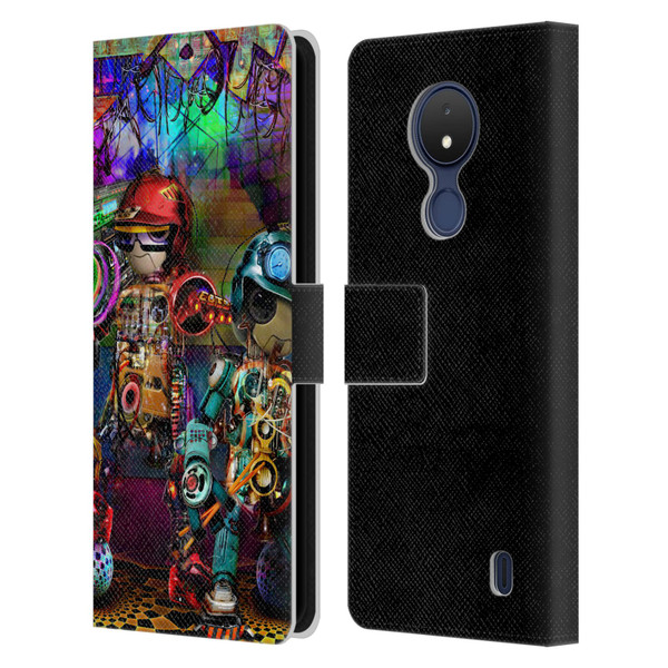 Jumbie Art Visionary Boombox Robots Leather Book Wallet Case Cover For Nokia C21