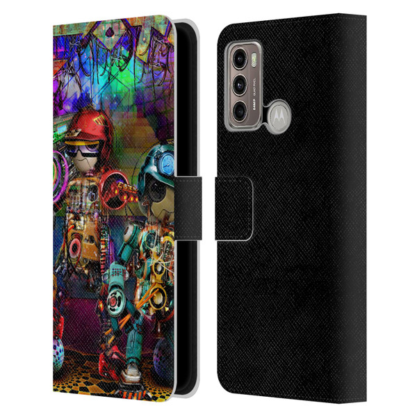 Jumbie Art Visionary Boombox Robots Leather Book Wallet Case Cover For Motorola Moto G60 / Moto G40 Fusion