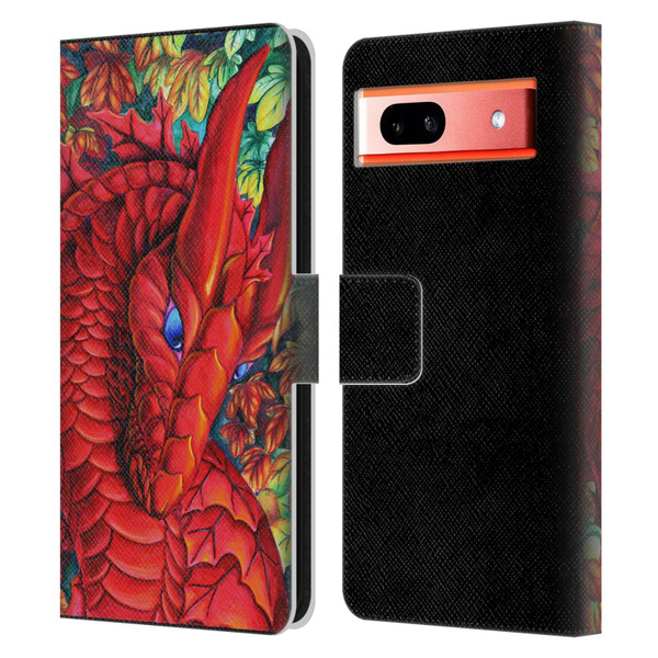 Carla Morrow Dragons Red Autumn Dragon Leather Book Wallet Case Cover For Google Pixel 7a