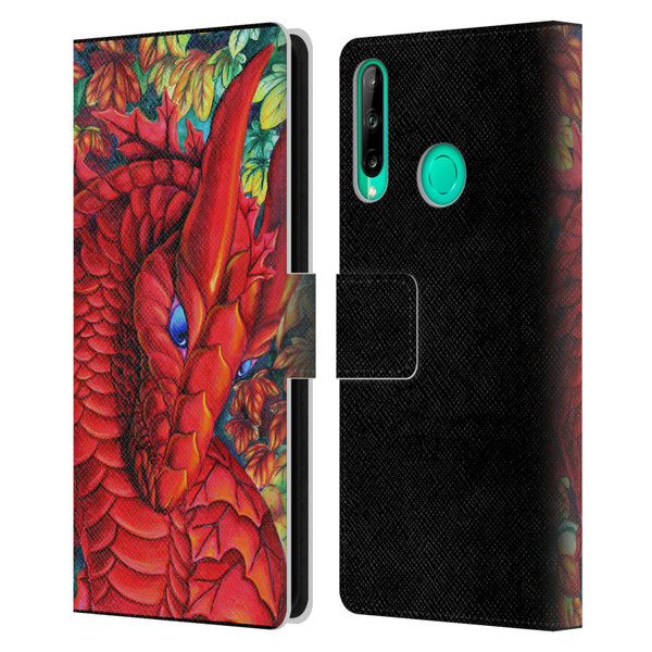 Carla Morrow Dragons Red Autumn Dragon Leather Book Wallet Case Cover For Huawei P40 lite E