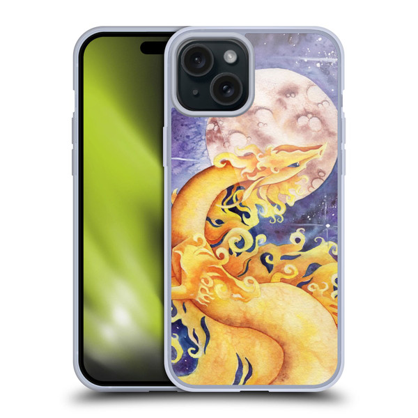 Carla Morrow Dragons Golden Sun Dragon Soft Gel Case for Apple iPhone 15 Plus