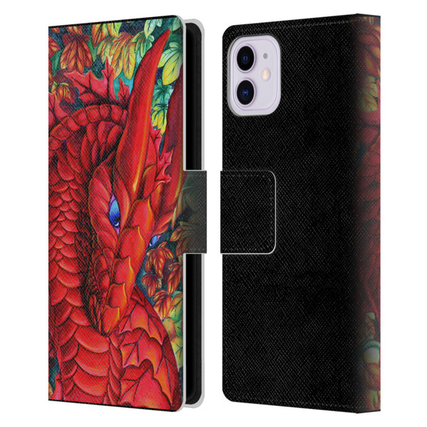 Carla Morrow Dragons Red Autumn Dragon Leather Book Wallet Case Cover For Apple iPhone 11