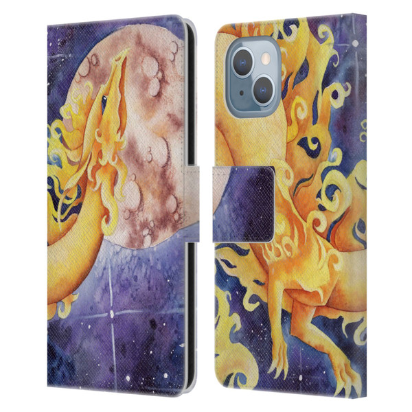 Carla Morrow Dragons Golden Sun Dragon Leather Book Wallet Case Cover For Apple iPhone 14