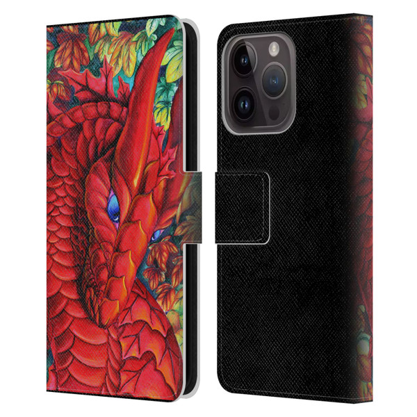 Carla Morrow Dragons Red Autumn Dragon Leather Book Wallet Case Cover For Apple iPhone 15 Pro