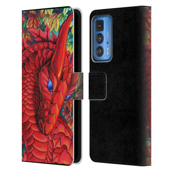 Carla Morrow Dragons Red Autumn Dragon Leather Book Wallet Case Cover For Motorola Edge (2022)