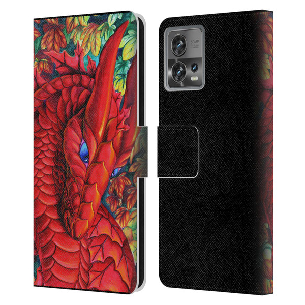 Carla Morrow Dragons Red Autumn Dragon Leather Book Wallet Case Cover For Motorola Moto Edge 30 Fusion