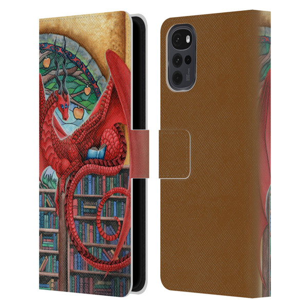 Carla Morrow Dragons Gateway Of Knowledge Leather Book Wallet Case Cover For Motorola Moto G22