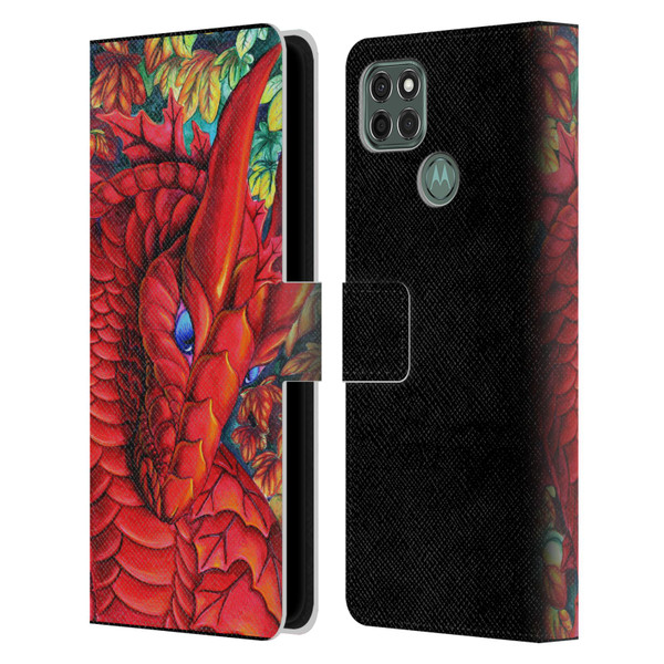 Carla Morrow Dragons Red Autumn Dragon Leather Book Wallet Case Cover For Motorola Moto G9 Power