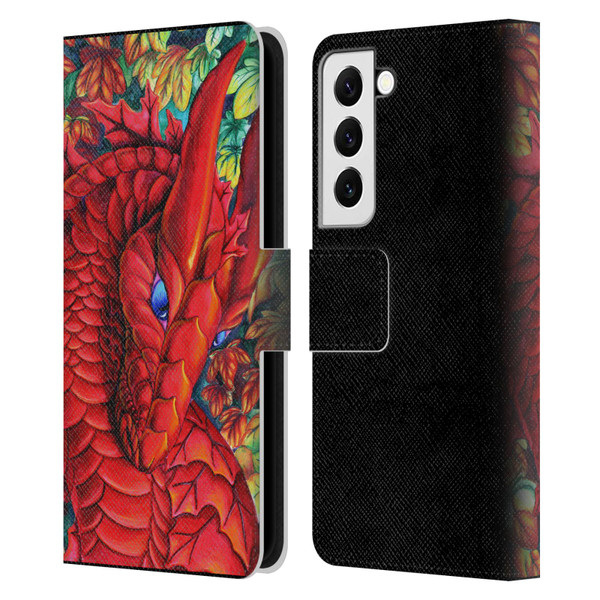 Carla Morrow Dragons Red Autumn Dragon Leather Book Wallet Case Cover For Samsung Galaxy S22 5G