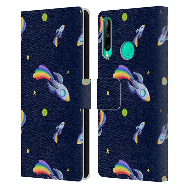 Carla Morrow Patterns Rocketship Leather Book Wallet Case Cover For Huawei P40 lite E
