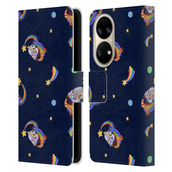 Carla Morrow Patterns Red Panda Leather Book Wallet Case Cover For Huawei P50
