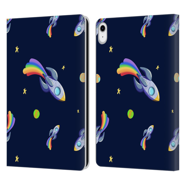 Carla Morrow Patterns Rocketship Leather Book Wallet Case Cover For Apple iPad 10.9 2022/2025