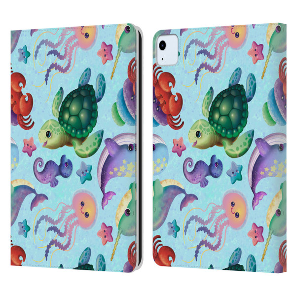 Carla Morrow Patterns Sea Life Leather Book Wallet Case Cover For Apple iPad Air 11 2020/2022/2024