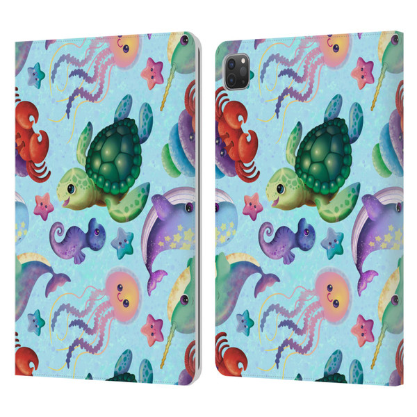 Carla Morrow Patterns Sea Life Leather Book Wallet Case Cover For Apple iPad Pro 11 2020 / 2021 / 2022