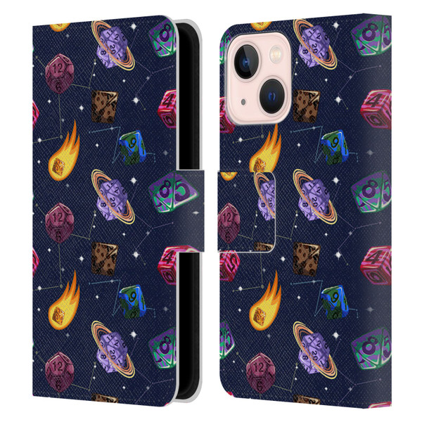 Carla Morrow Patterns Colorful Space Dice Leather Book Wallet Case Cover For Apple iPhone 13 Mini