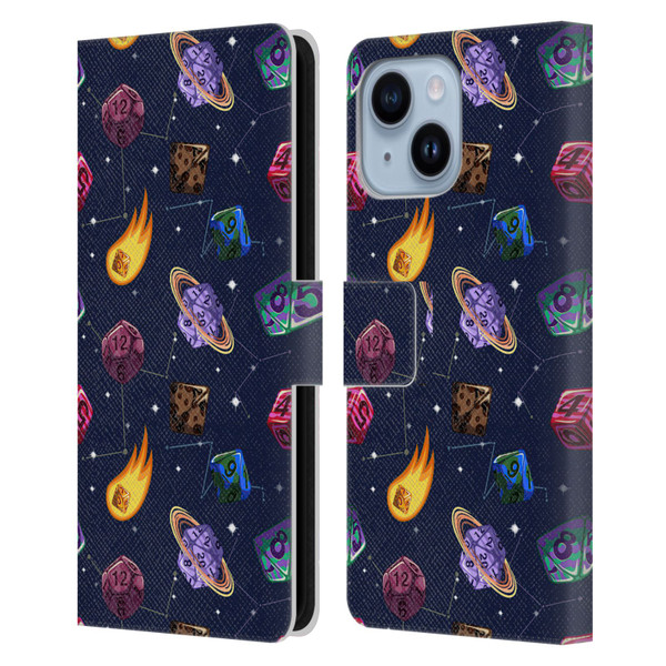 Carla Morrow Patterns Colorful Space Dice Leather Book Wallet Case Cover For Apple iPhone 14 Plus