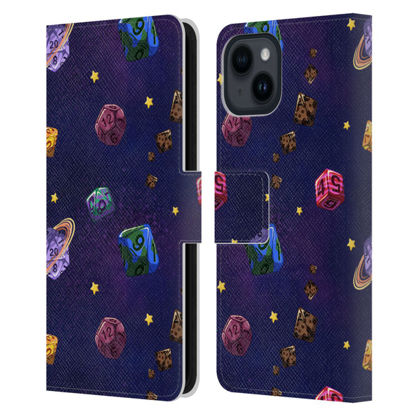 Carla Morrow Patterns Dice Numbers Leather Book Wallet Case Cover For Apple iPhone 15