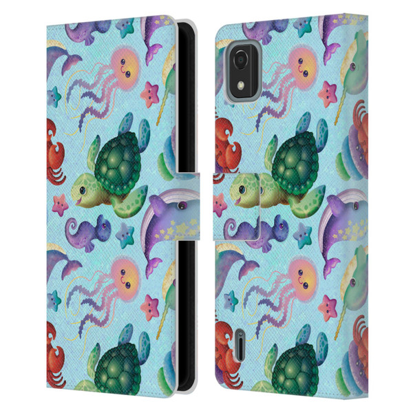 Carla Morrow Patterns Sea Life Leather Book Wallet Case Cover For Nokia C2 2nd Edition