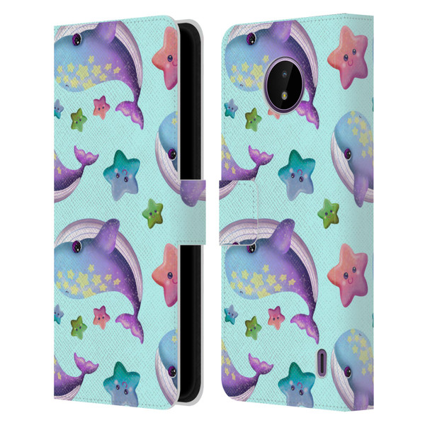 Carla Morrow Patterns Whale And Starfish Leather Book Wallet Case Cover For Nokia C10 / C20