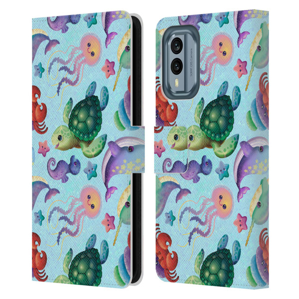 Carla Morrow Patterns Sea Life Leather Book Wallet Case Cover For Nokia X30