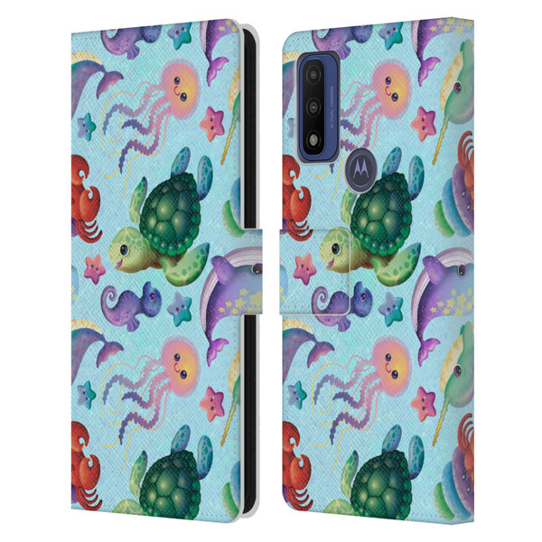 Carla Morrow Patterns Sea Life Leather Book Wallet Case Cover For Motorola G Pure