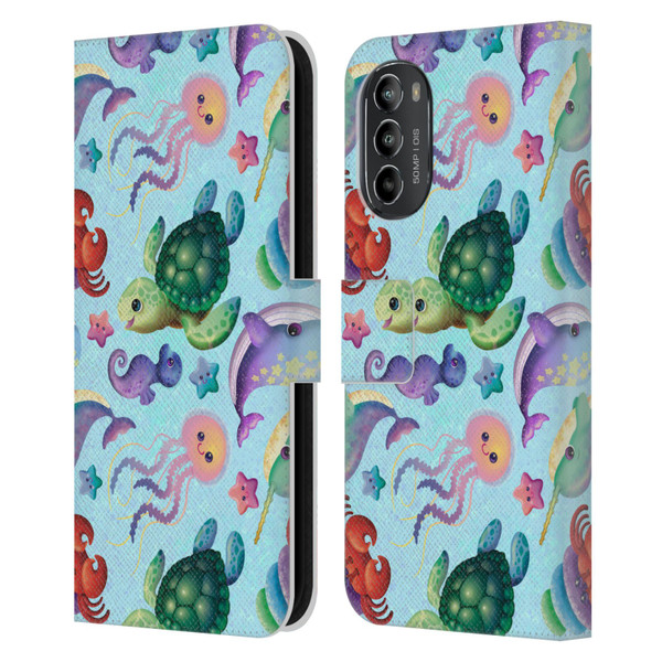 Carla Morrow Patterns Sea Life Leather Book Wallet Case Cover For Motorola Moto G82 5G