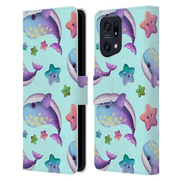 Carla Morrow Patterns Whale And Starfish Leather Book Wallet Case Cover For OPPO Find X5