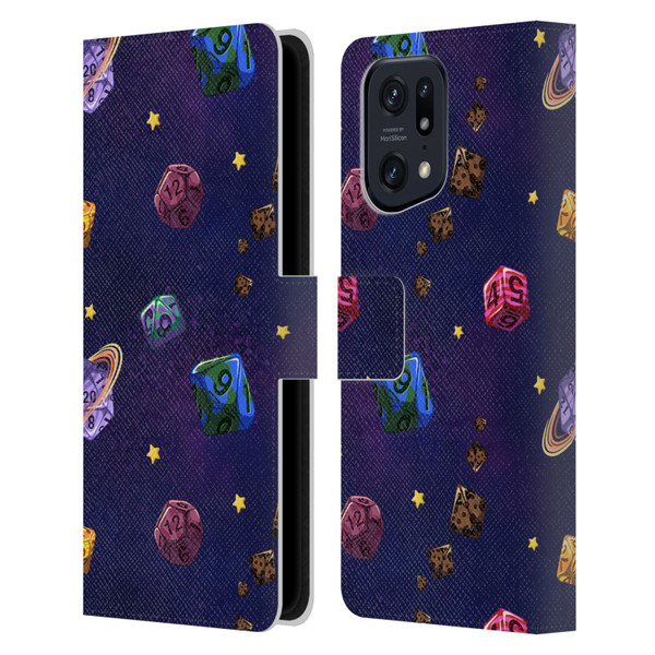 Carla Morrow Patterns Dice Numbers Leather Book Wallet Case Cover For OPPO Find X5 Pro